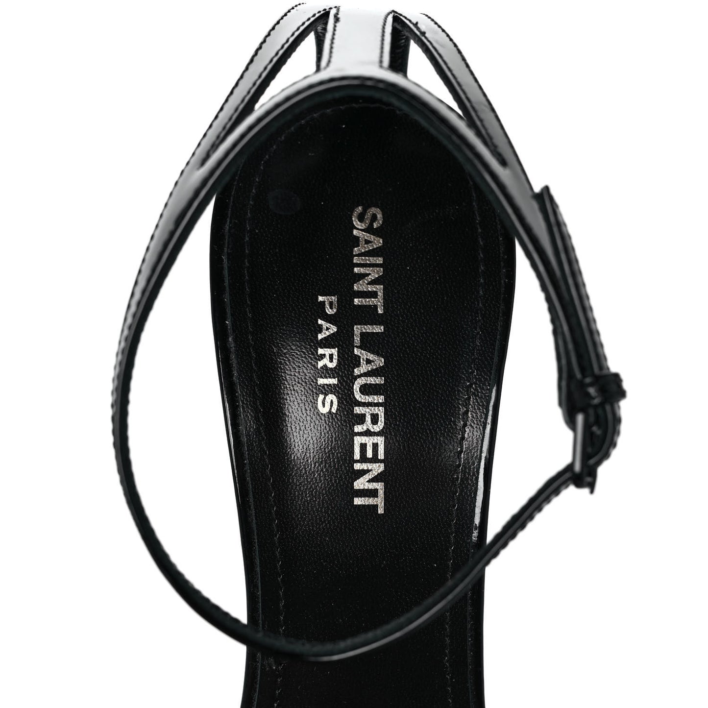 Patent Calfskin Zoe 105 Ankle Strap Pumps 39 Black