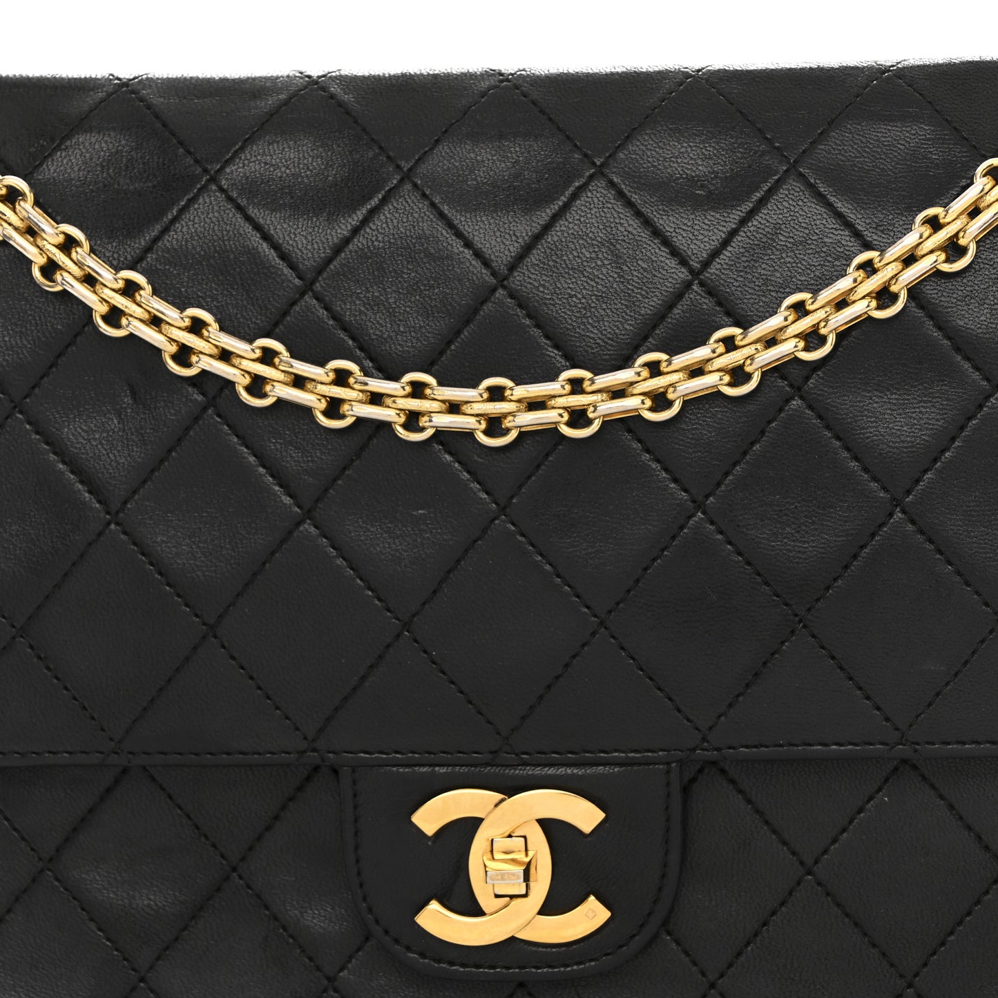 Lambskin Quilted Medium Double Flap Bijoux Chain Black