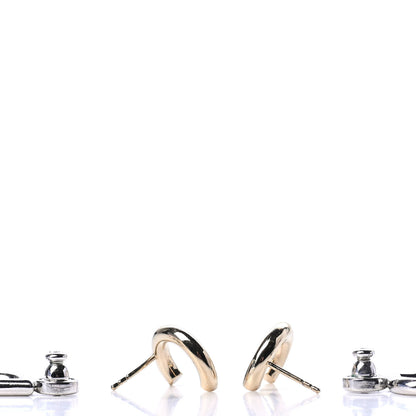 Christian Dior Your Dior Logo Stud Earrings Silver Gold 3 of 4