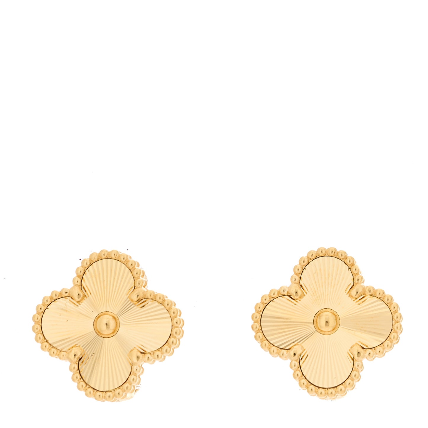 18K Yellow Gold Guilloche Vintage Alhambra Earrings