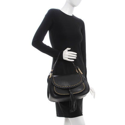 Chloe Calfskin Studded Medium Hudson Double Carry Shoulder Bag Black 2 of 6