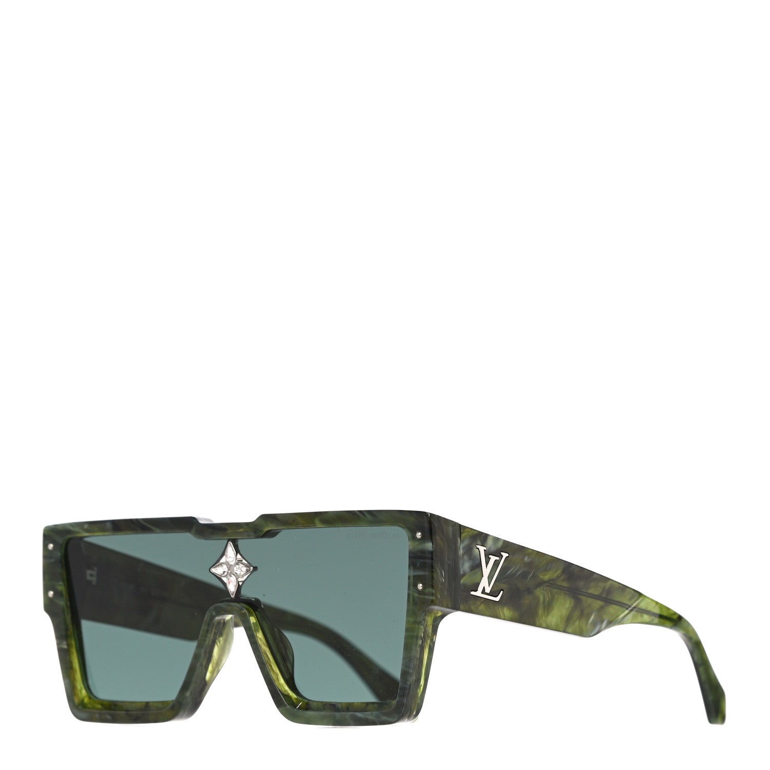 Louis Vuitton Acetate Marble Effect Swarovski Cyclone Sunglasses Z1552W Green 1 of 8