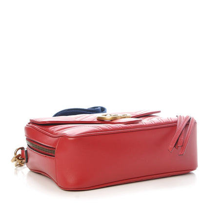 Gucci Calfskin Matelasse Sylvie Web Small GG Marmont Top Handle Shoulder Bag Hibiscus Red 4 of 8