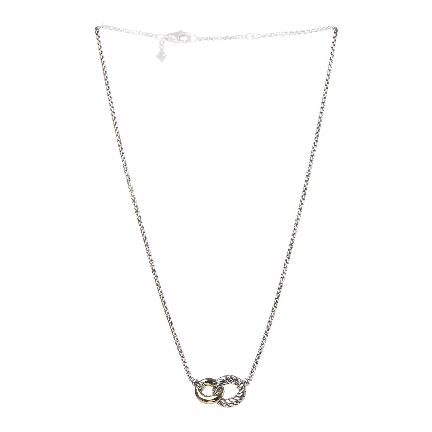 David Yurman Sterling Silver 18K Yellow Gold Belmont Pendant Necklace 3 of 5