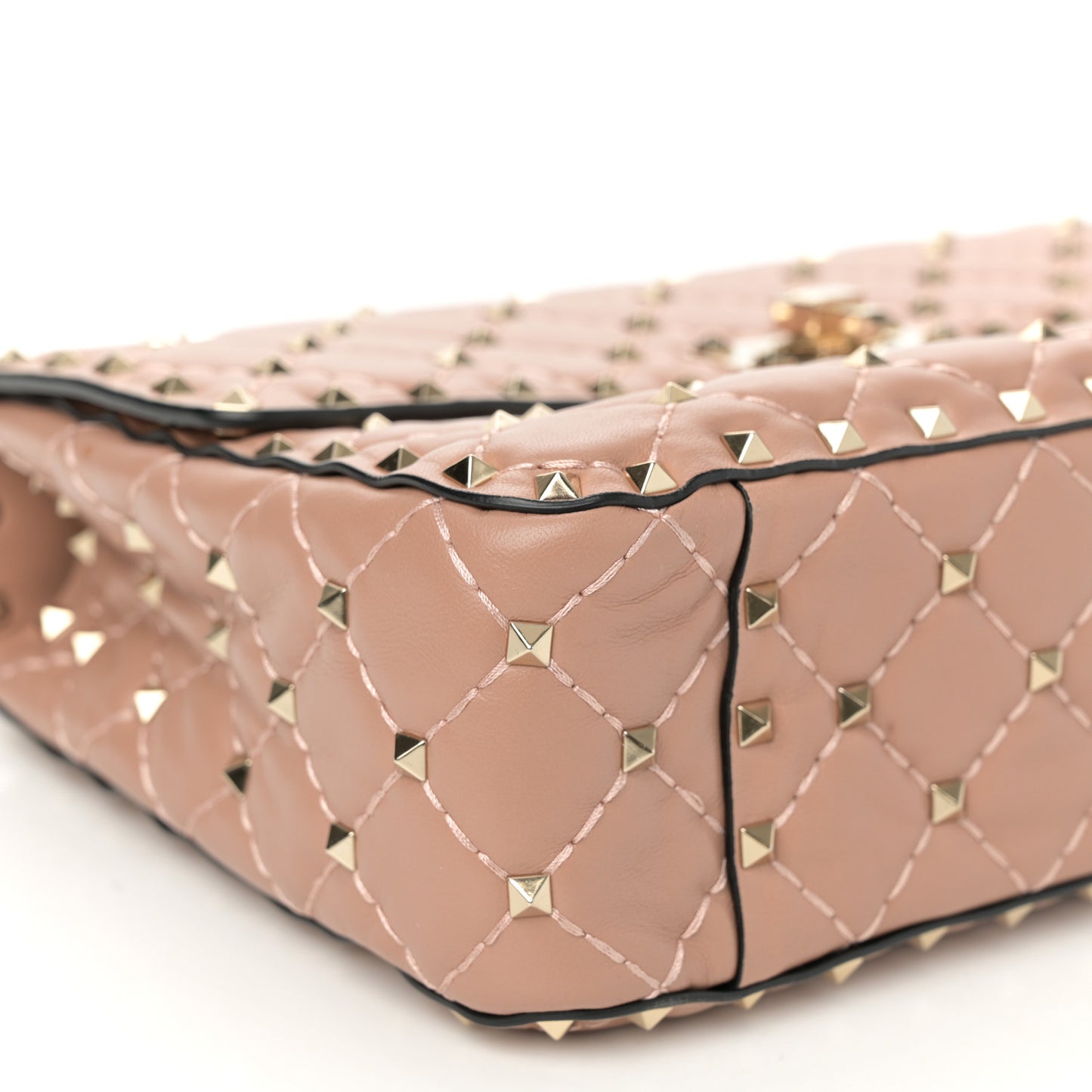 Nappa Medium Rockstud Spike Shoulder Bag Soft Noisette