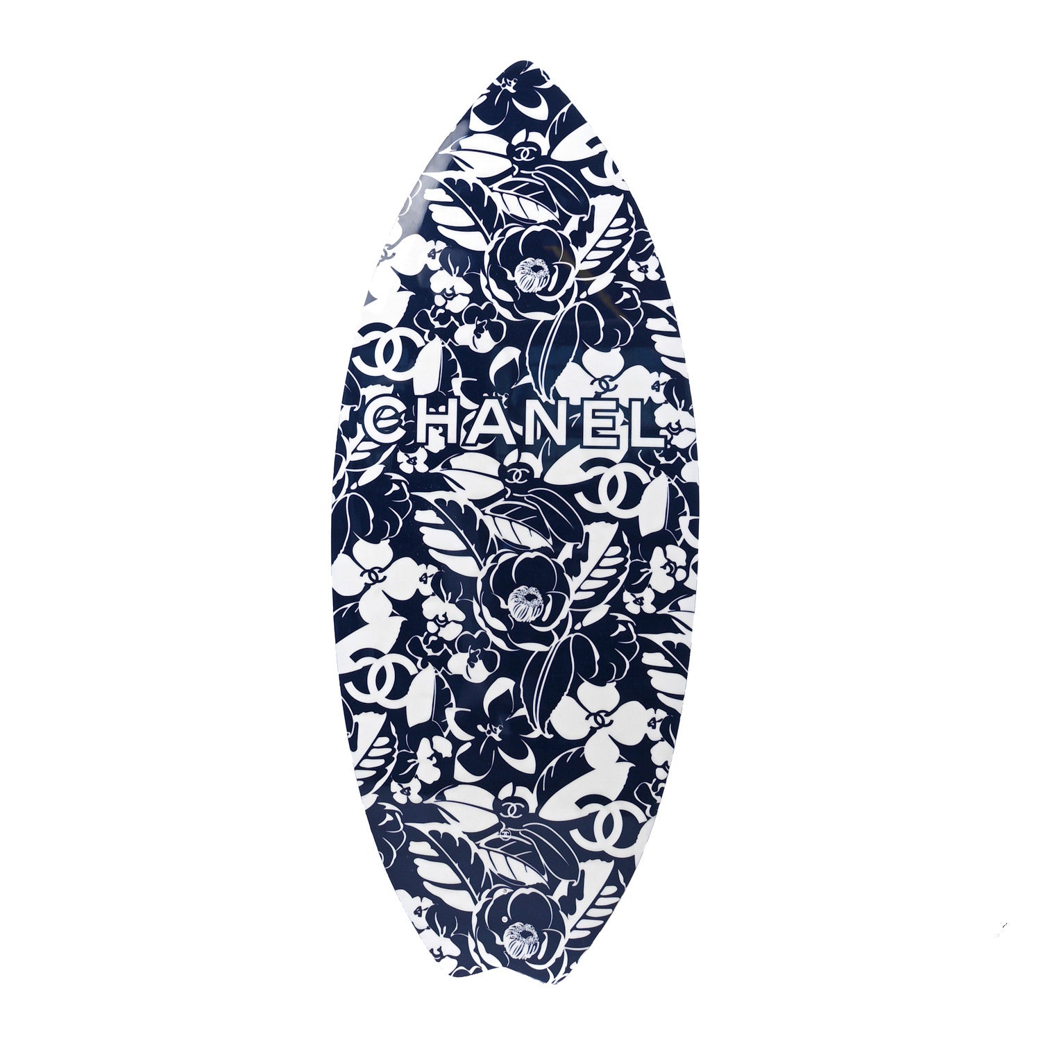 Chanel PVC Carbon Vinyl Acetate Coco Beach Wakesurf Surfboard Blue White 1 of 7
