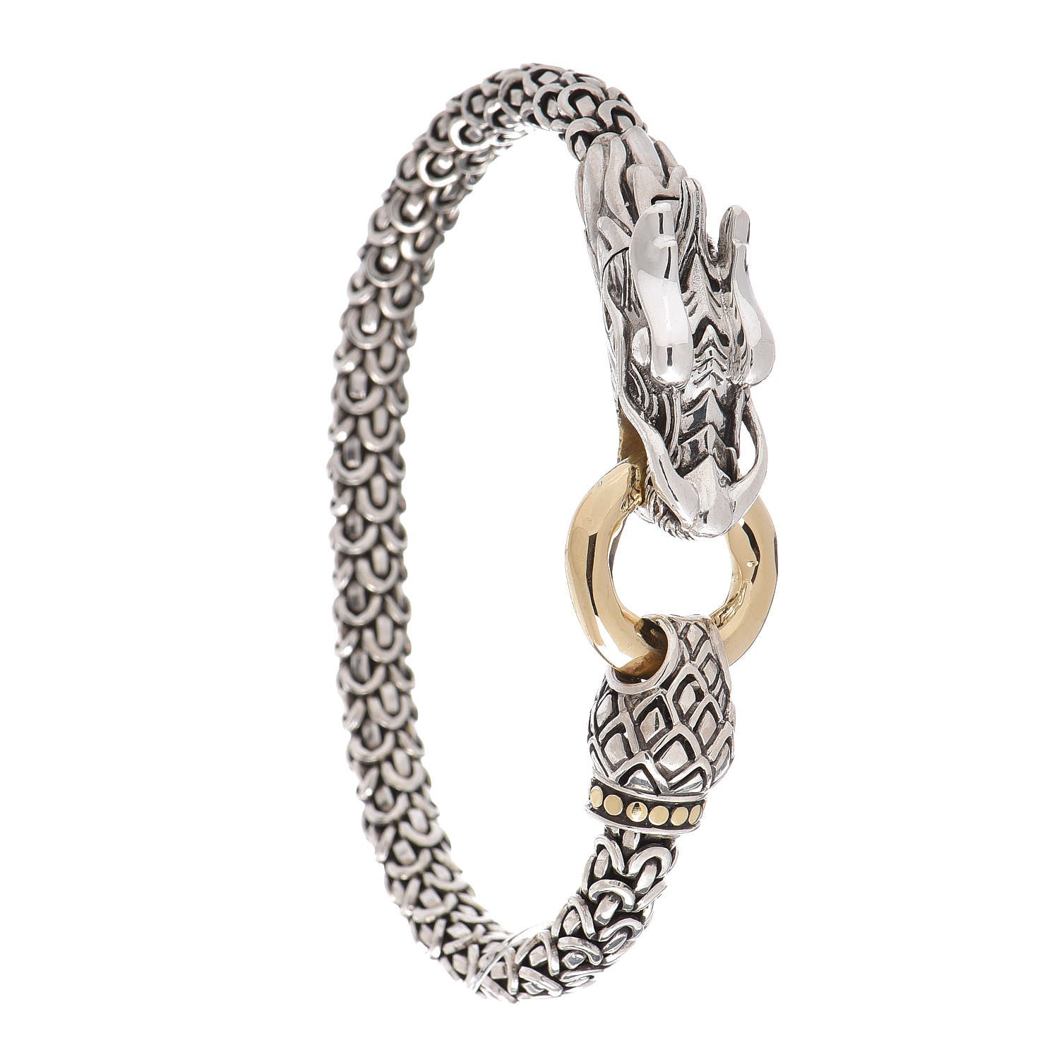 John Hardy Sterling Silver 18K Yellow Gold 6mm Naga Dragon Bracelet 3 of 7