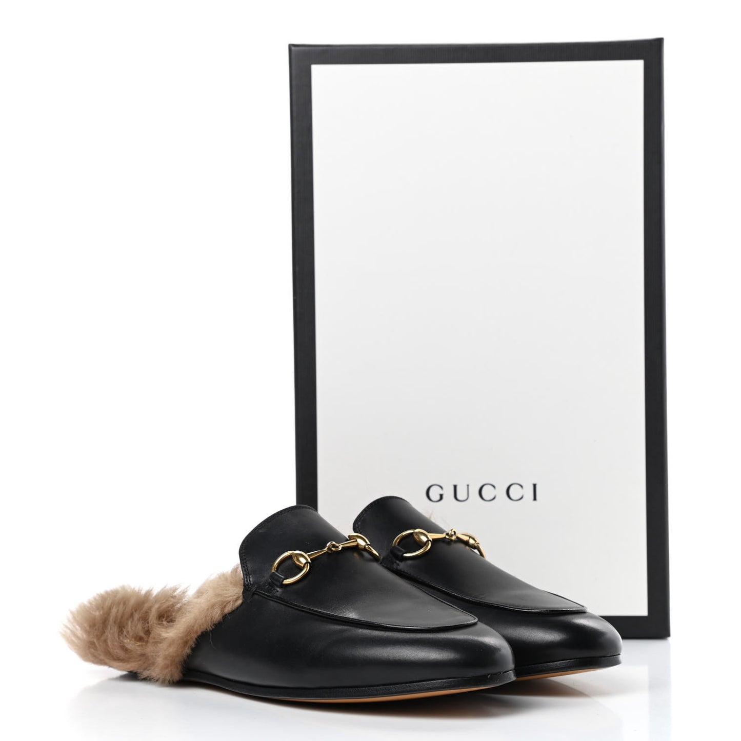 Calfskin Fur Womens Princetown Slippers 36 Black