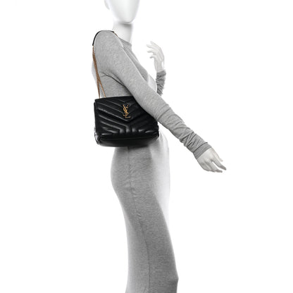 Saint Laurent Calfskin Y Quilted Monogram Small Loulou Chain Satchel Black 2 of 13