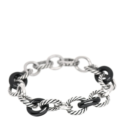 David Yurman Sterling Silver Ceramic 13mm Large Oval Link Bracelet Black 1 of 4