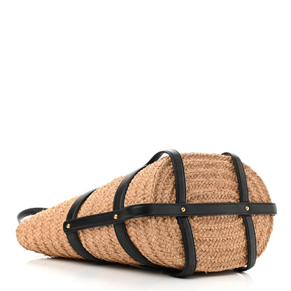Saint Laurent Raffia Calfskin Caged Tote Naturale Black 4 of 10