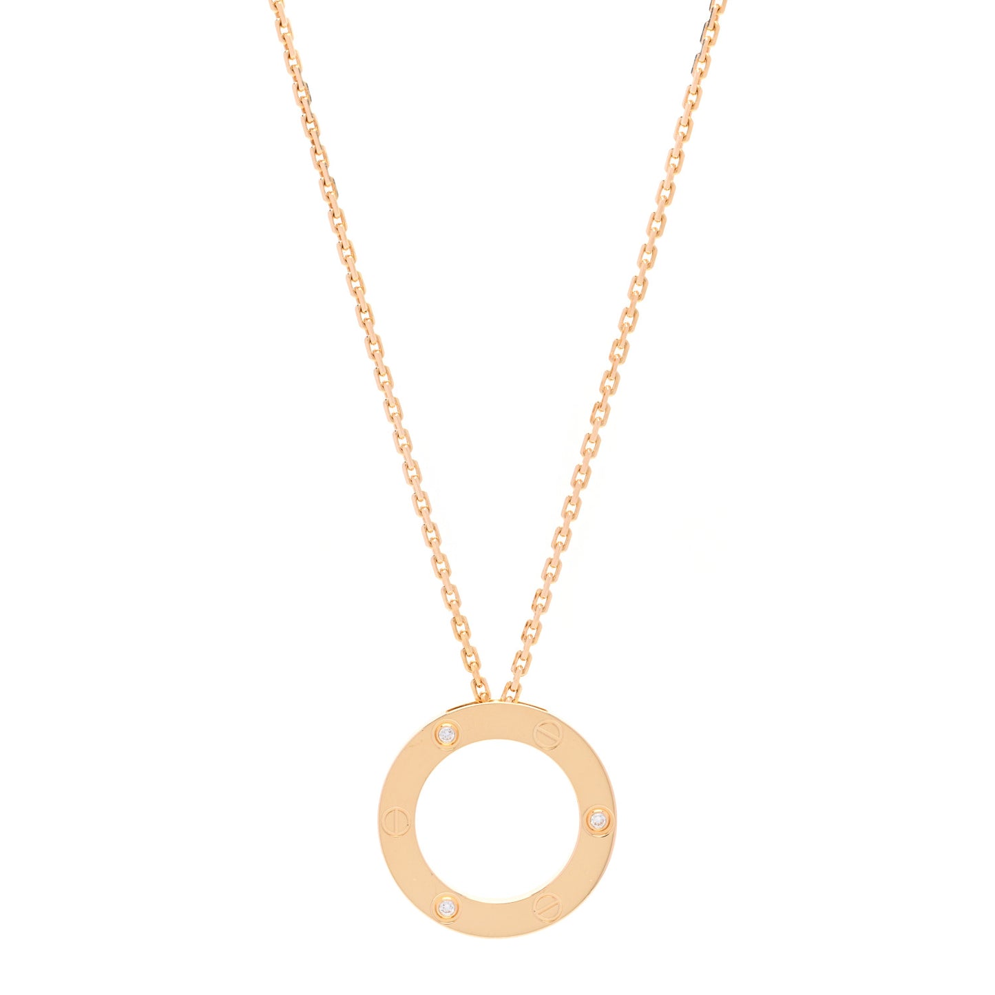 18K Yellow Gold 3 Diamonds LOVE Pendant Necklace