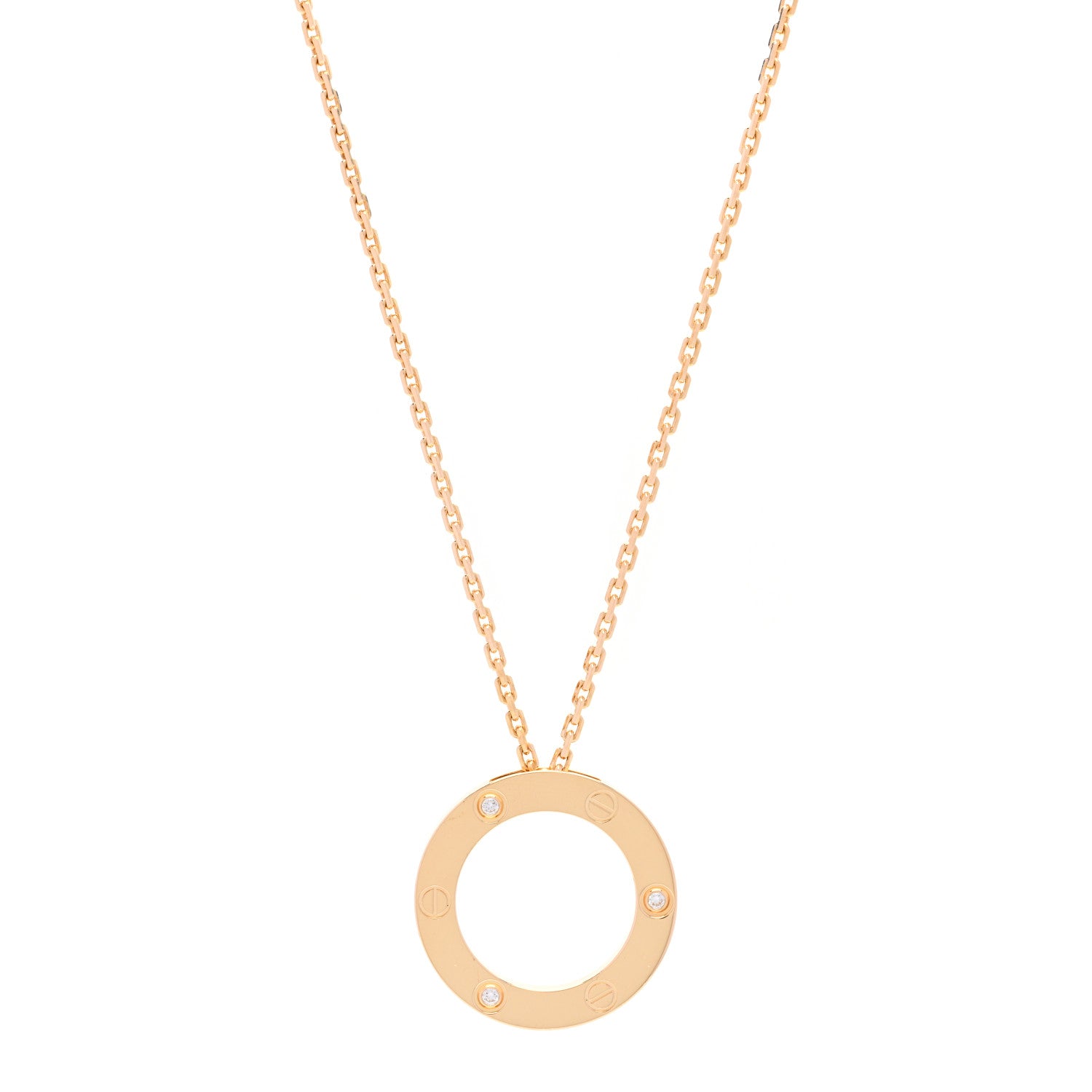 Cartier 18K Yellow Gold 3 Diamonds LOVE Pendant Necklace 1 of 7
