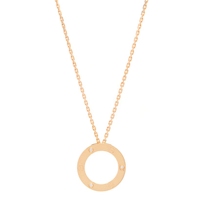 Cartier 18K Yellow Gold 3 Diamonds LOVE Pendant Necklace 1 of 7