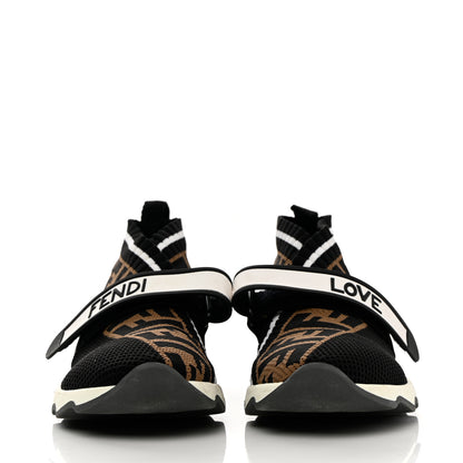 Fendi Stretch Yarn FF Stiff Band Rockoko Sneakers 37.5 Black White Tobacco 2 of 19