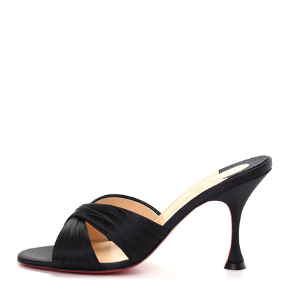 Christian Louboutin Crepe Satin Nicol Is Back 85 Slide Sandals 38 Black 1 of 10