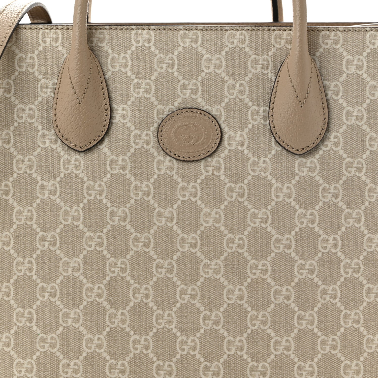 Gucci GG Supreme Monogram Textured Dollar Calfskin Small Retro Interlocking G Tote Bag Beige Mystic White Oatmeal 8 of 11