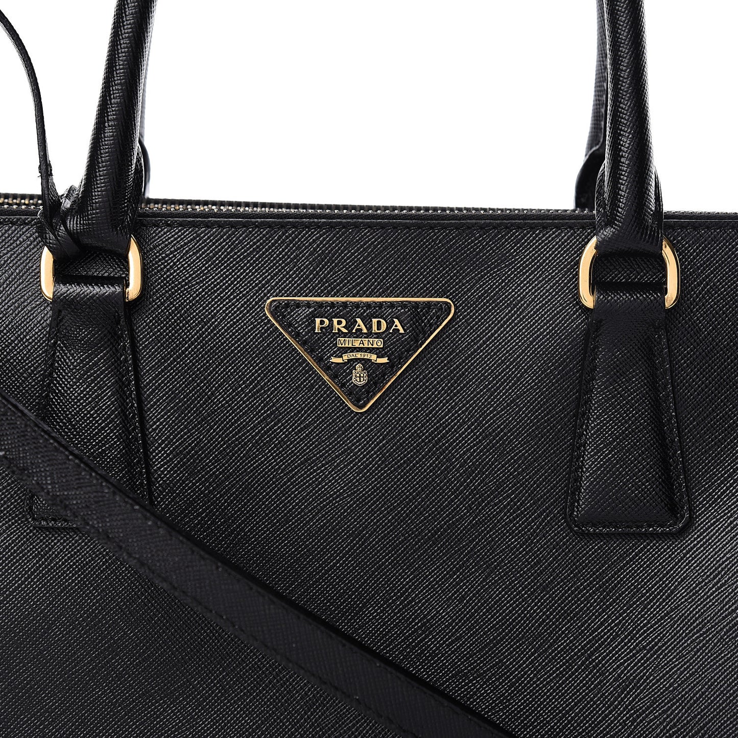 Saffiano Medium Galleria Double Zip Tote Black
