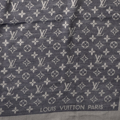 Louis Vuitton Wool Silk Monogram Denim Shawl Blue 2 of 4