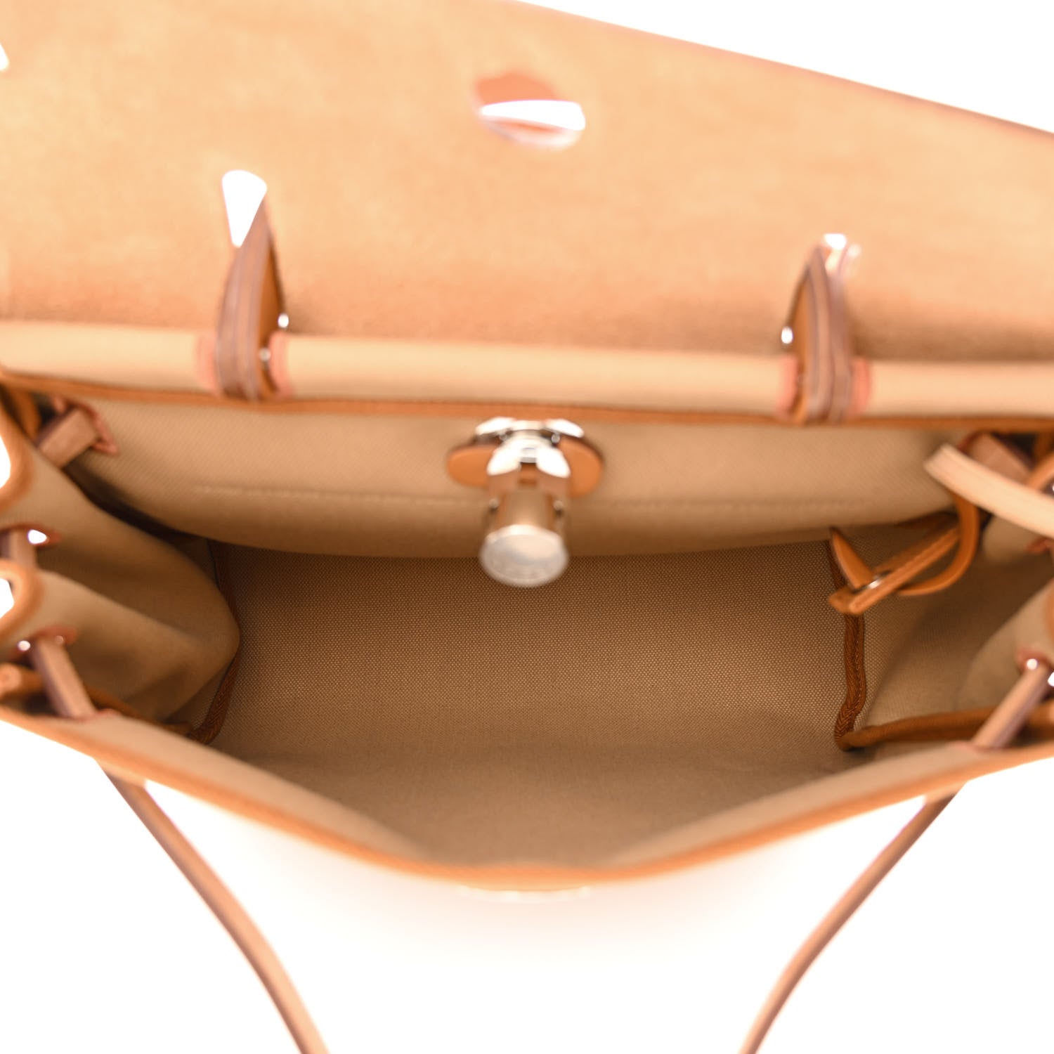 Hermes Military Toile Vache Hunter Herbag Zip Retourne 31 PM Chai Fauve 6 of 12