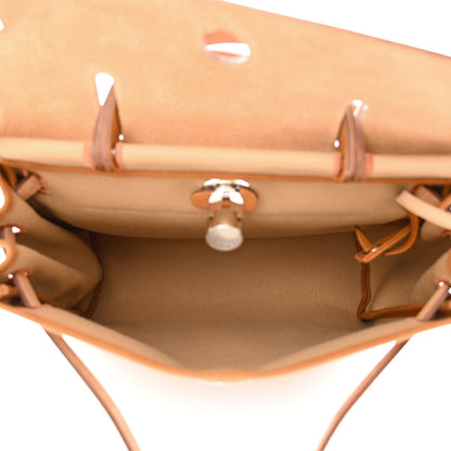 Hermes Military Toile Vache Hunter Herbag Zip Retourne 31 PM Chai Fauve 6 of 12