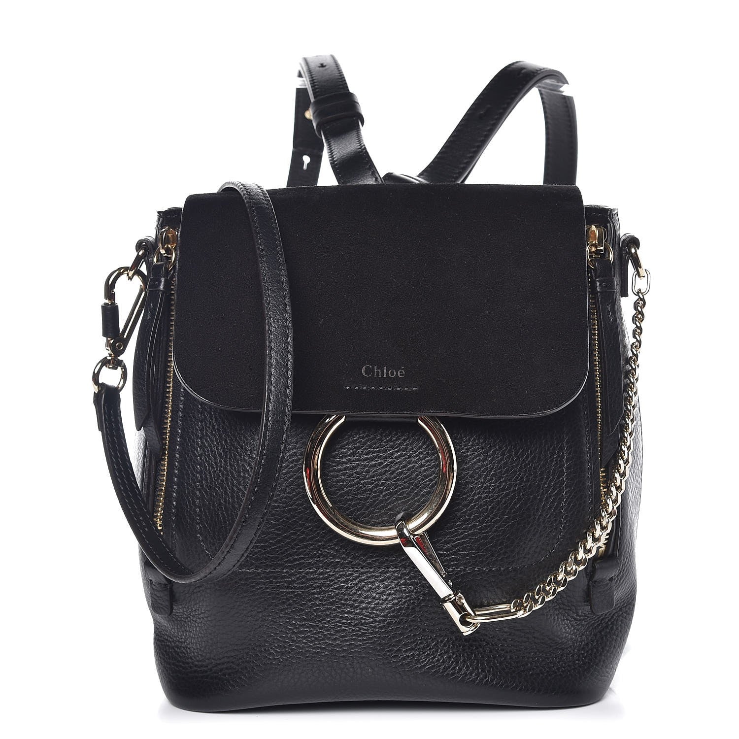 Chloe Suede Calfskin Small Faye Backpack Black 1 of 8