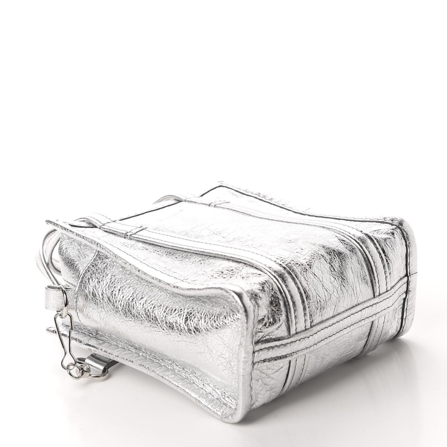 Metallic Calfskin XXS Bazar Shopper Tote Silver Hardware