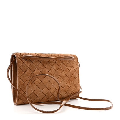 Bottega Veneta Suede Intrecciato Andiamo Pouch On Strap Amber 3 of 11
