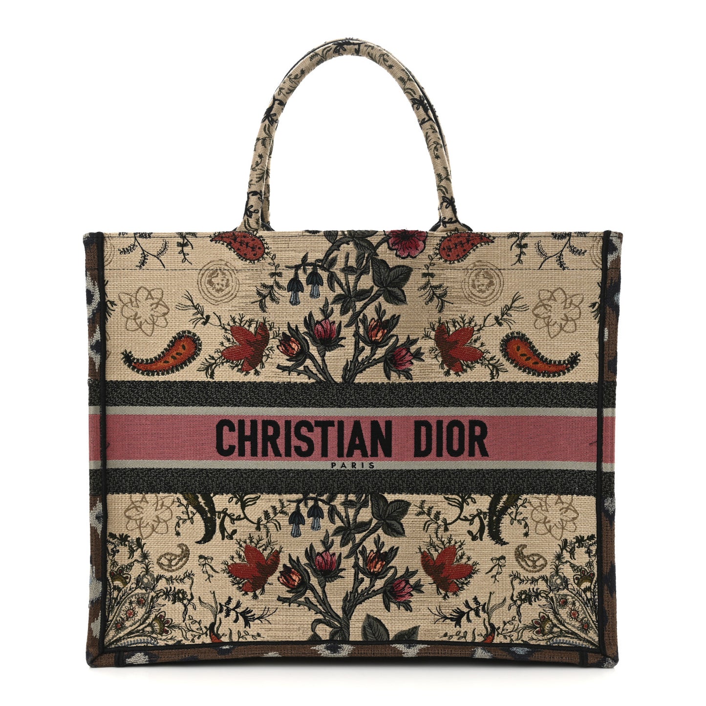 Canvas Embroidered Large Broderie Dior Flowers Book Tote Multicolor