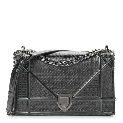 Christian Dior Metallic Patent Micro-Cannage Medium Diorama Flap Bag Silver 1 of 10