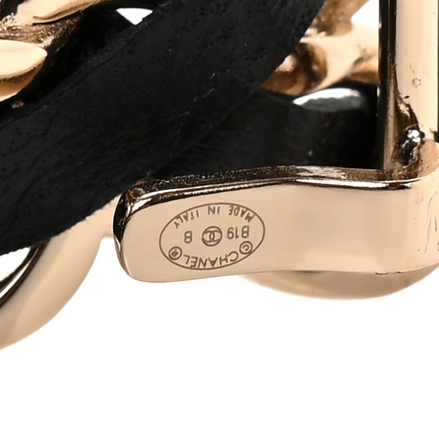Chanel Lambskin Ruched Chain CC Belt 85 34 Black 4 of 4