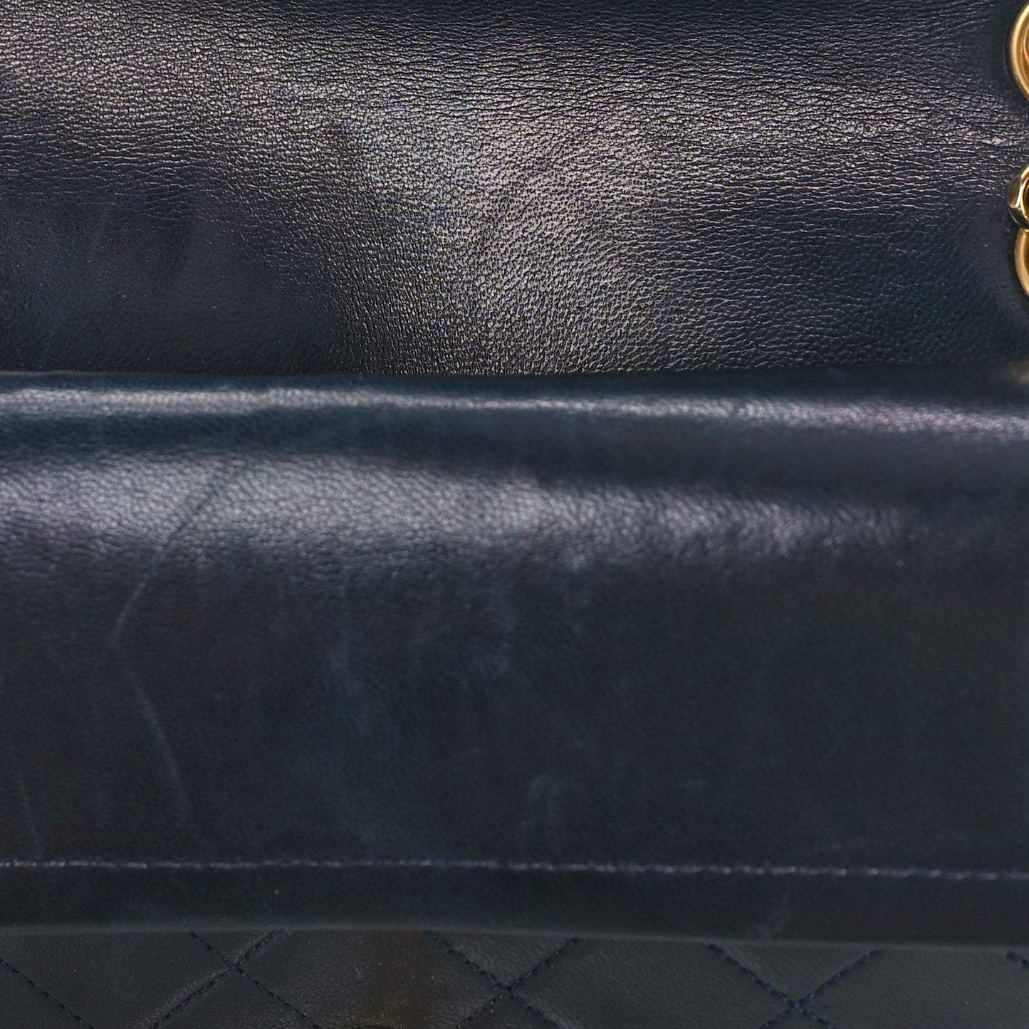 Lambskin Quilted Small Double Flap Navy