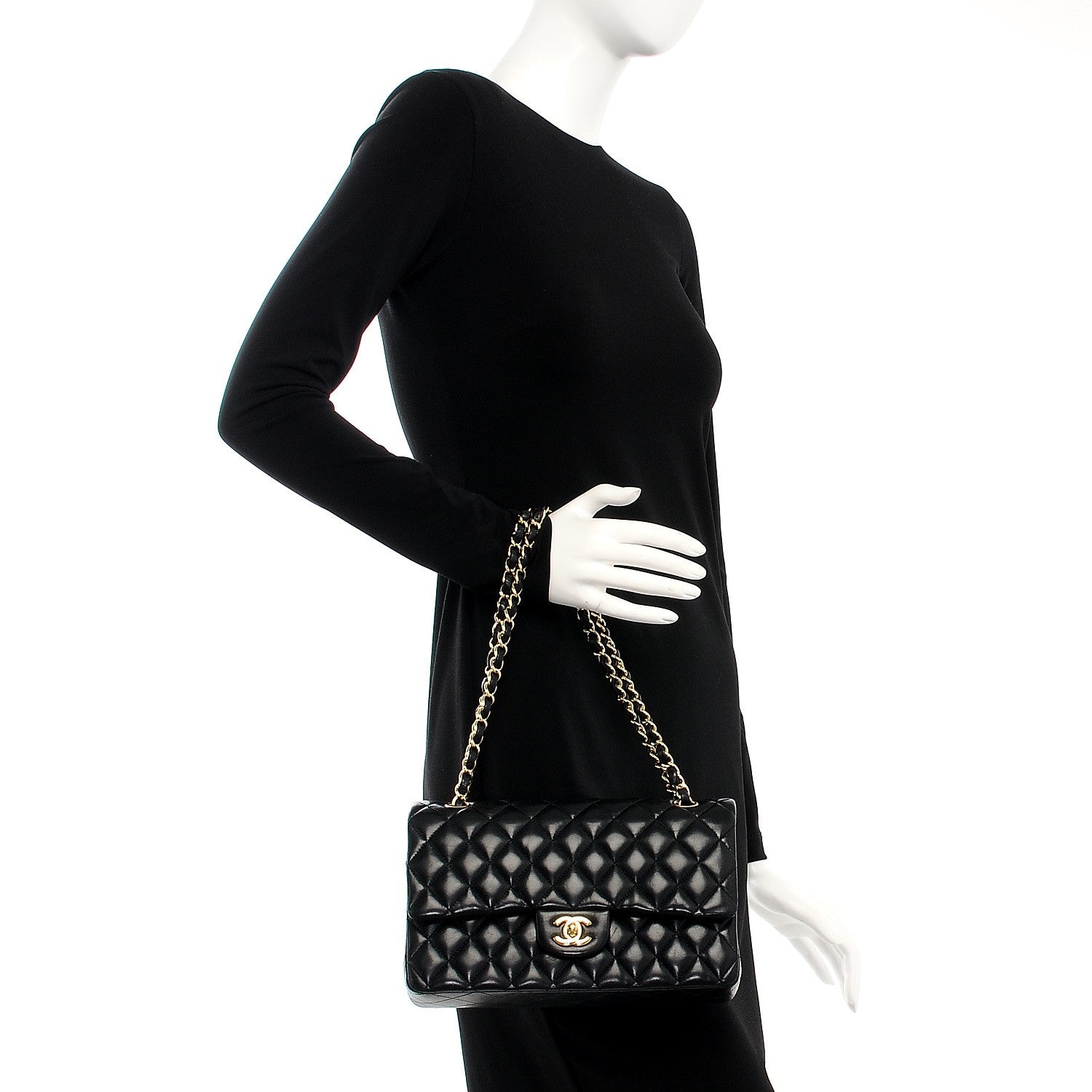 Chanel Lambskin Quilted Medium Double Flap Black 2 of 12