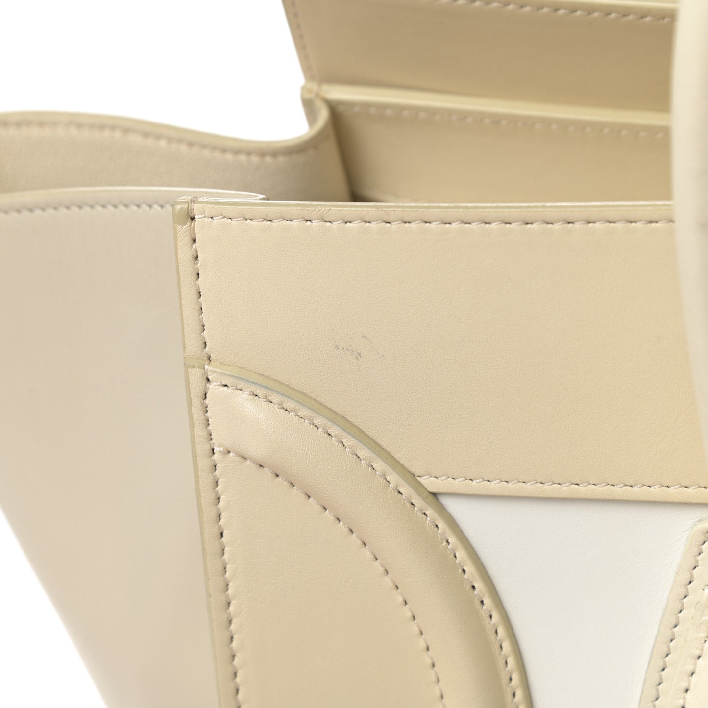 Smooth Calfskin Mini Tri-Color Luggage White