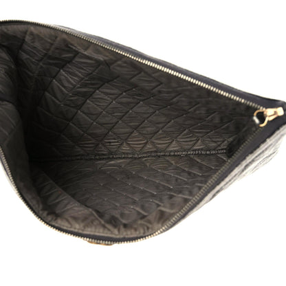 Chanel Cracked Metallic Calfskin Quilted Large Boy Cosmetic Case Silver 11 of 17