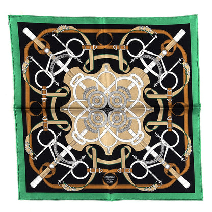 Hermes Silk Eperon D'Or Scarf 90 Vert Emeraude Black 2 of 6