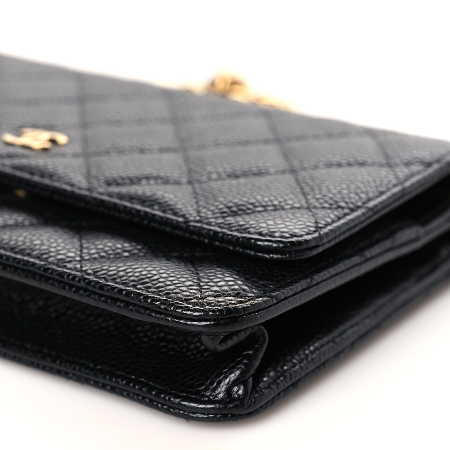Caviar Quilted Wallet on Chain WOC Black