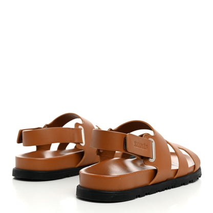 Hermes Calfskin Womens Takara Sandals 38.5 Gold 4 of 9