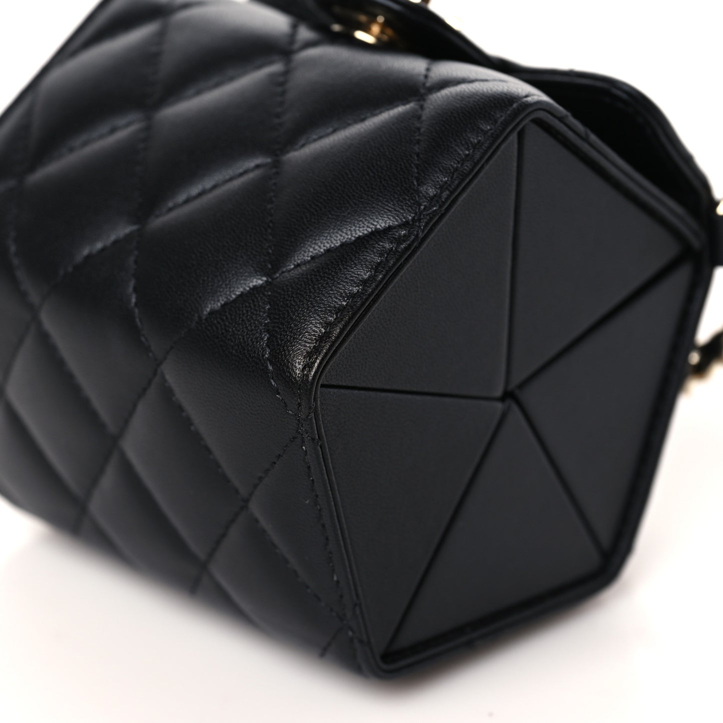 Lambskin Quilted Foldable Jewelry Box With Chain Black