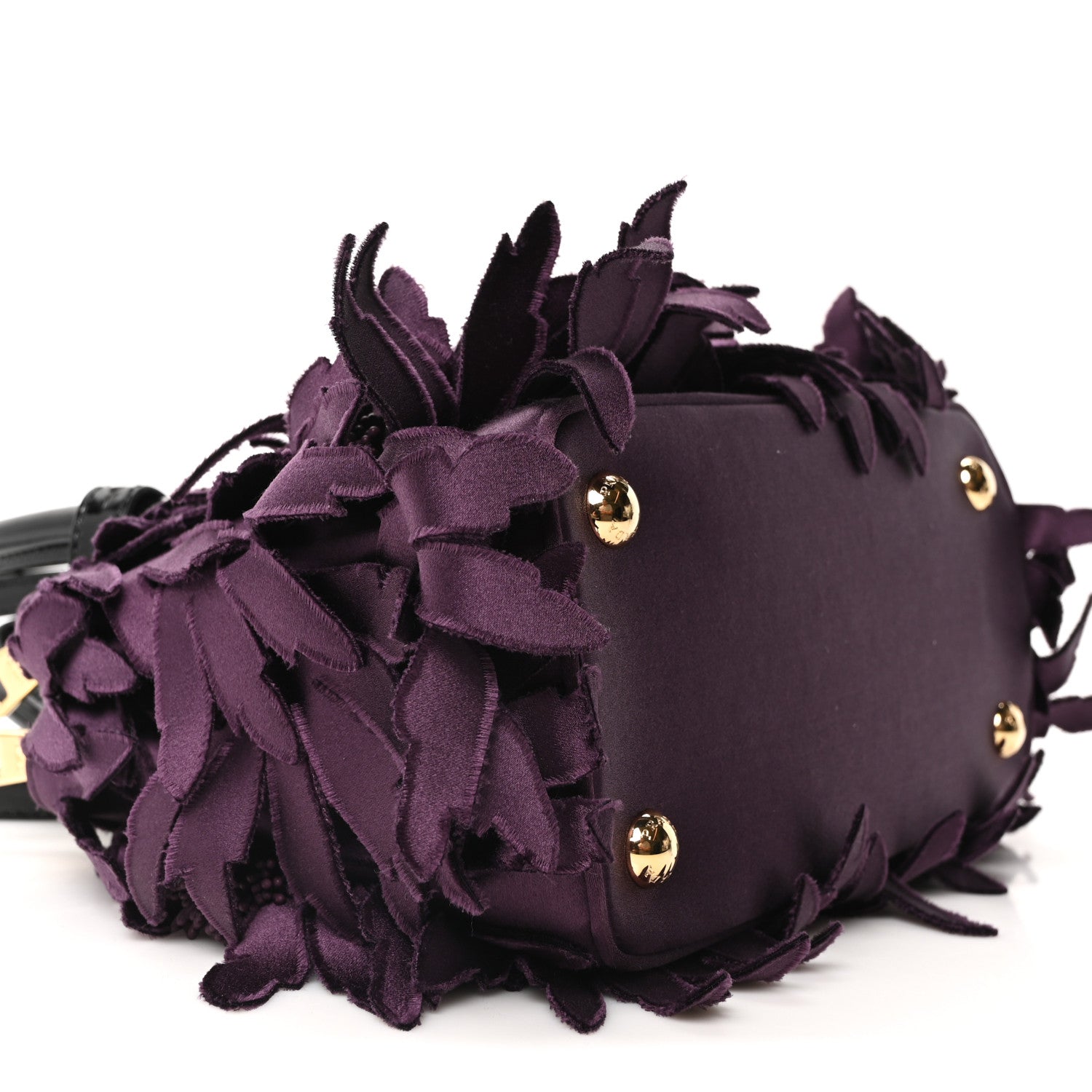 Prada Satin Feathered Vernice Mini Galleria Double Zip Tote Black Prugna 9 of 10