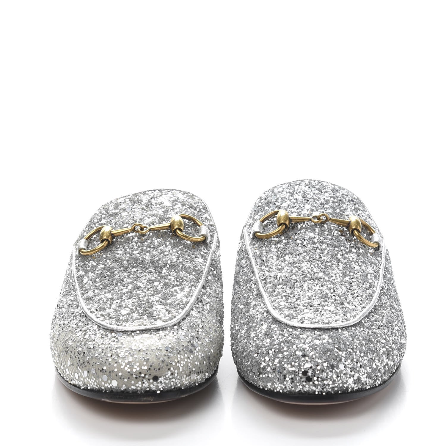 Gucci Glitter Womens Princetown Slippers 35 Silver 2 of 9