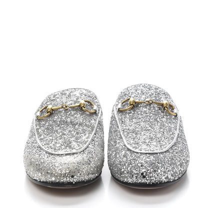 Gucci Glitter Womens Princetown Slippers 35 Silver 2 of 9