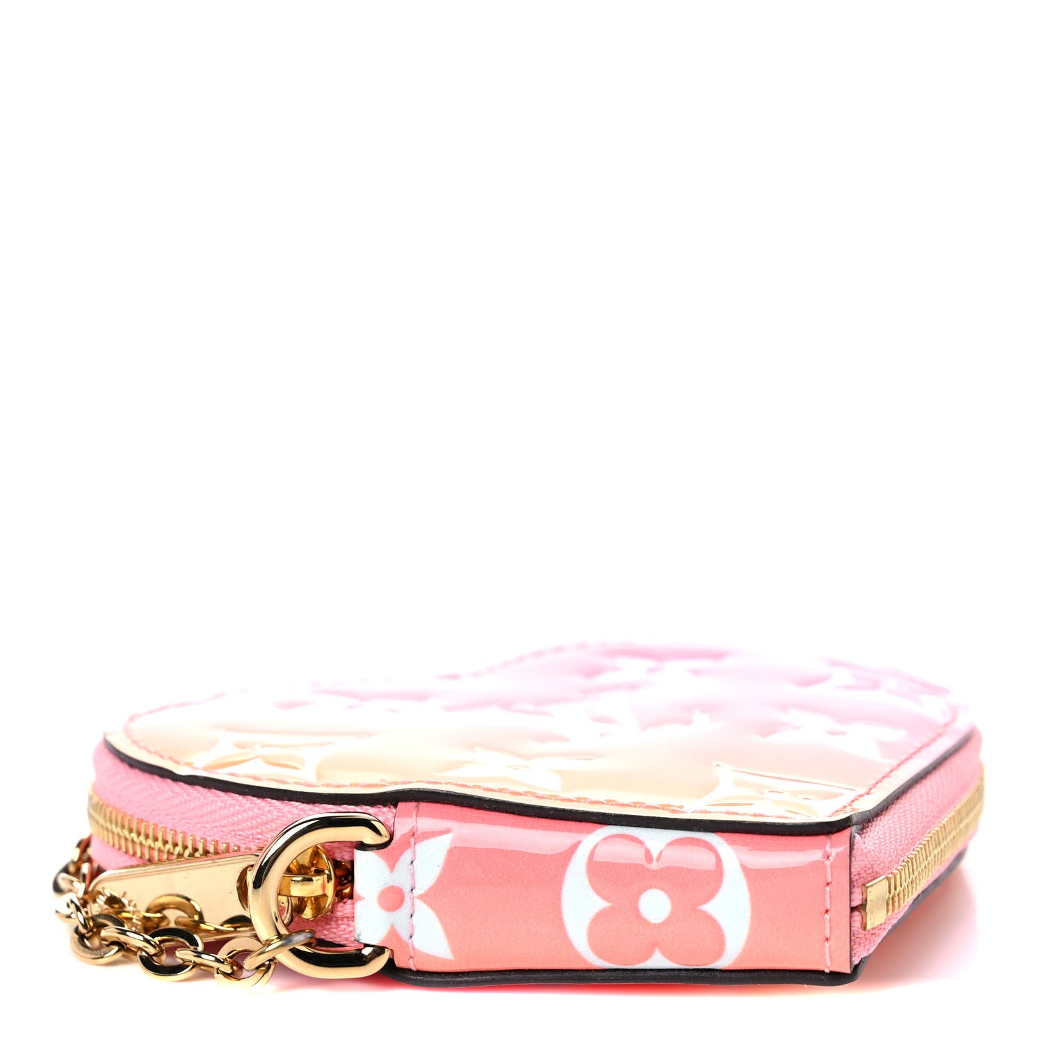 Louis Vuitton Vernis Gradient Love Lock Heart Coin Purse Pink White 4 of 8