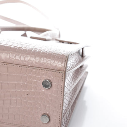 Saint Laurent Calfskin Crocodile Embossed Baby Sac De Jour Rose Antic 25 of 29