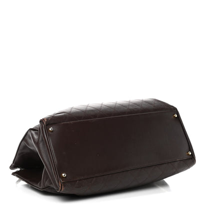 Chanel Calfskin Stitched XL Weekender Brown 4 of 11