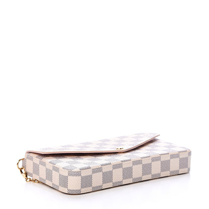 Louis Vuitton Damier Azur Pochette Felicie Chain Wallet Rose Ballerine 4 of 12