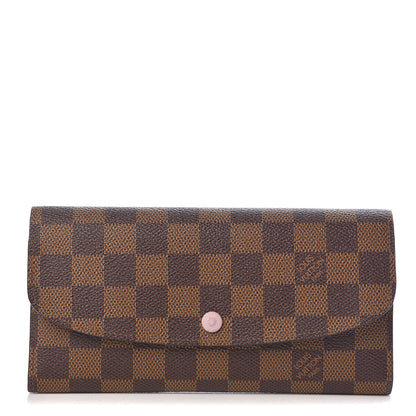 Louis Vuitton Damier Ebene Emilie Wallet Rose Ballerine 1 of 8
