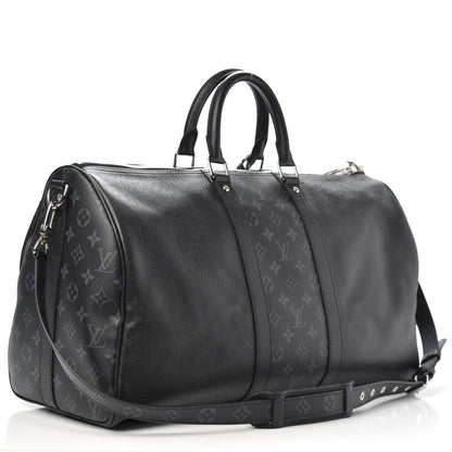Louis Vuitton Taiga Monogram Eclipse Keepall Bandouliere 50 Black 2 of 9
