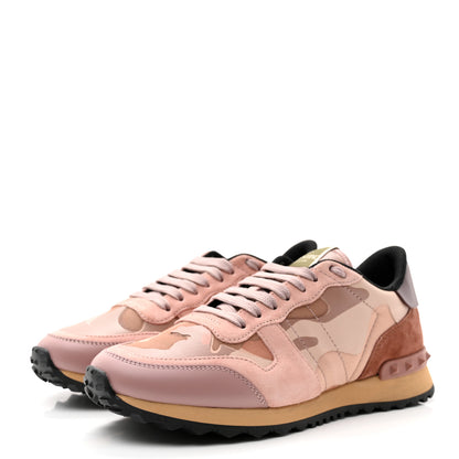 Valentino Garavani Mesh Suede Camouflage Womens Rockrunner Sneakers 38 Multicolor 3 of 13