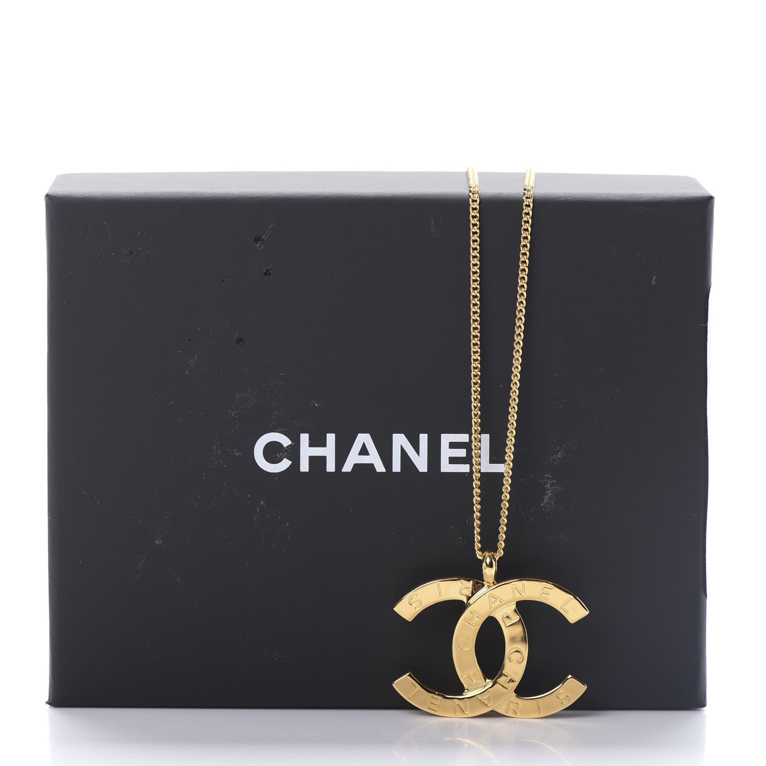 Chanel Metal CC Paris Button Necklace Gold 5 of 5